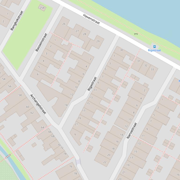 Kaart van de Rigastraat.