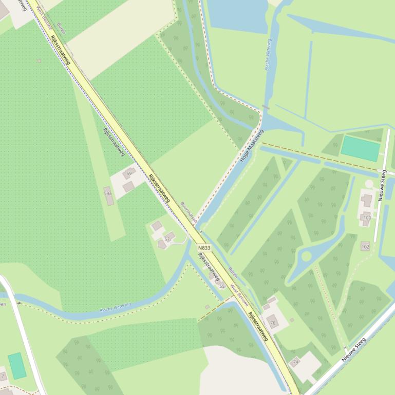 Kaart van de Rijksstraatweg.