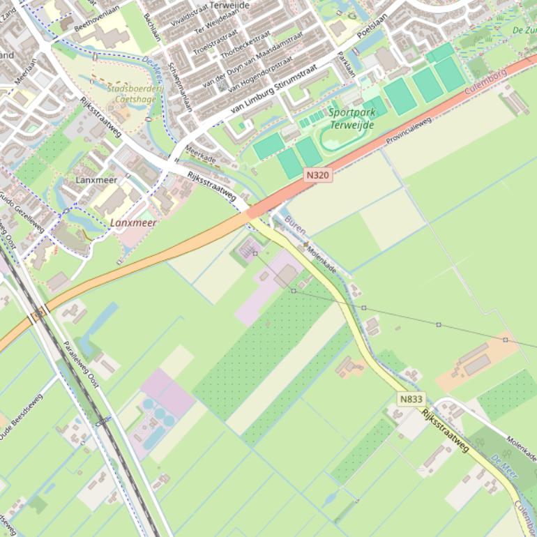 Kaart van de Rijksstraatweg.