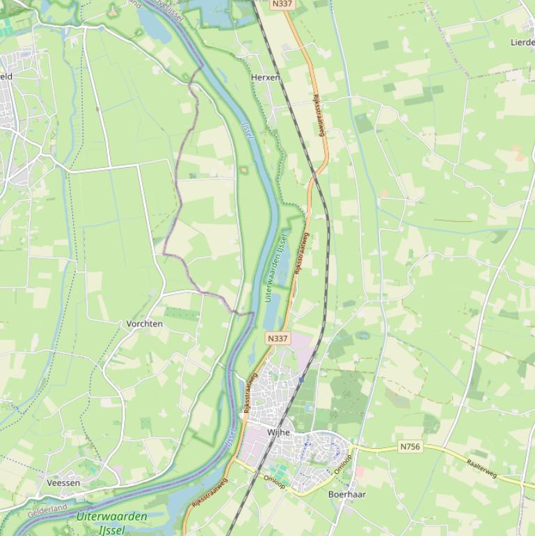 Kaart van de Rijksstraatweg.