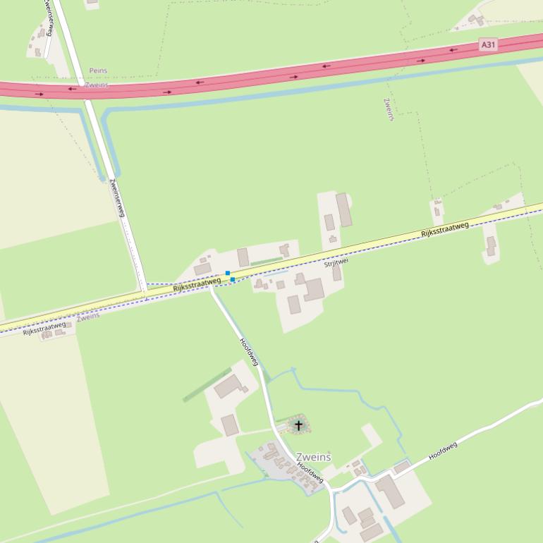 Kaart van de Rijksstraatweg.