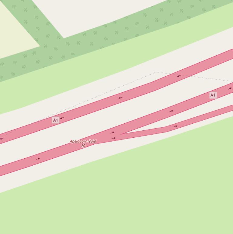 Kaart van  Rijksweg A1.