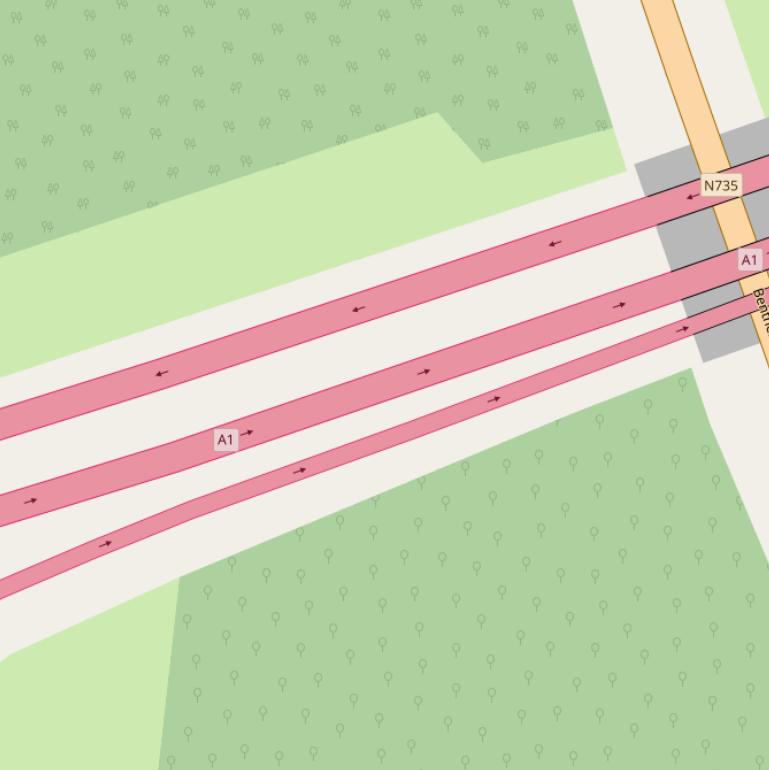 Kaart van  Rijksweg A1.