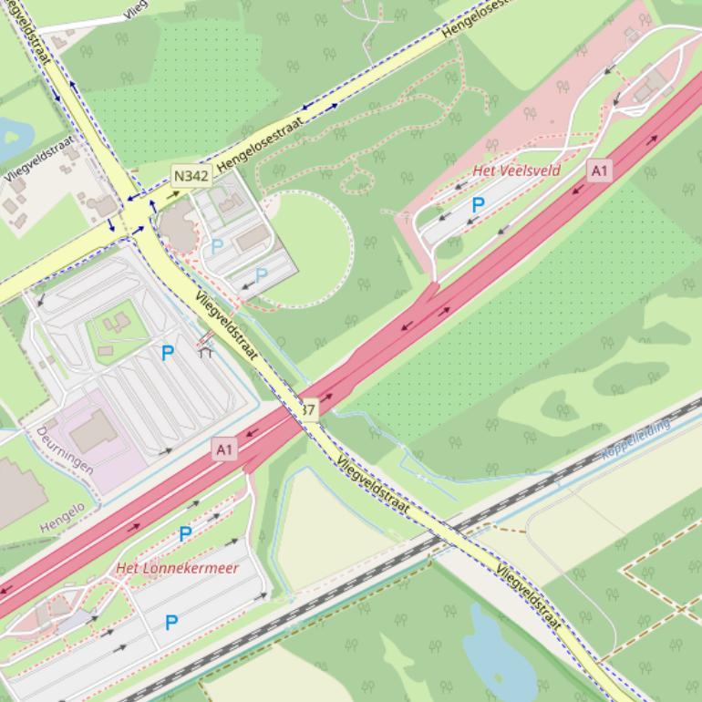 Kaart van  Rijksweg A1.