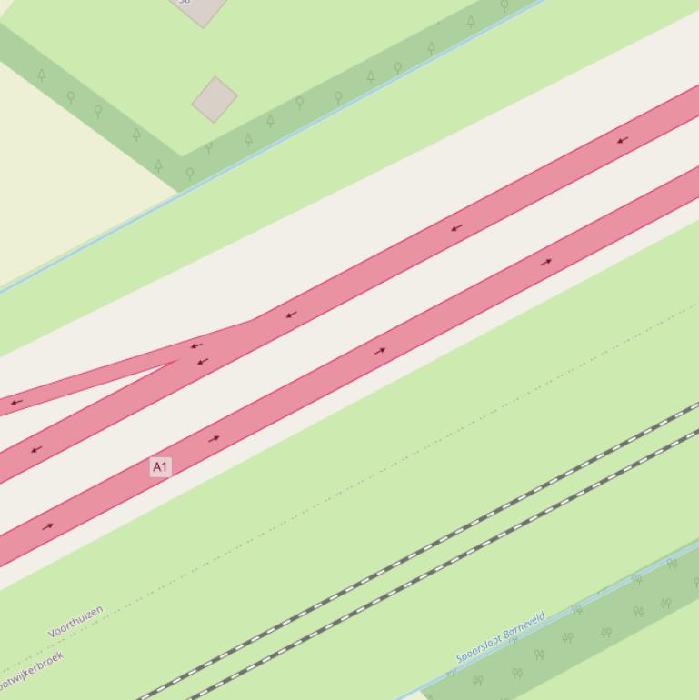 Kaart van  Rijksweg A1.