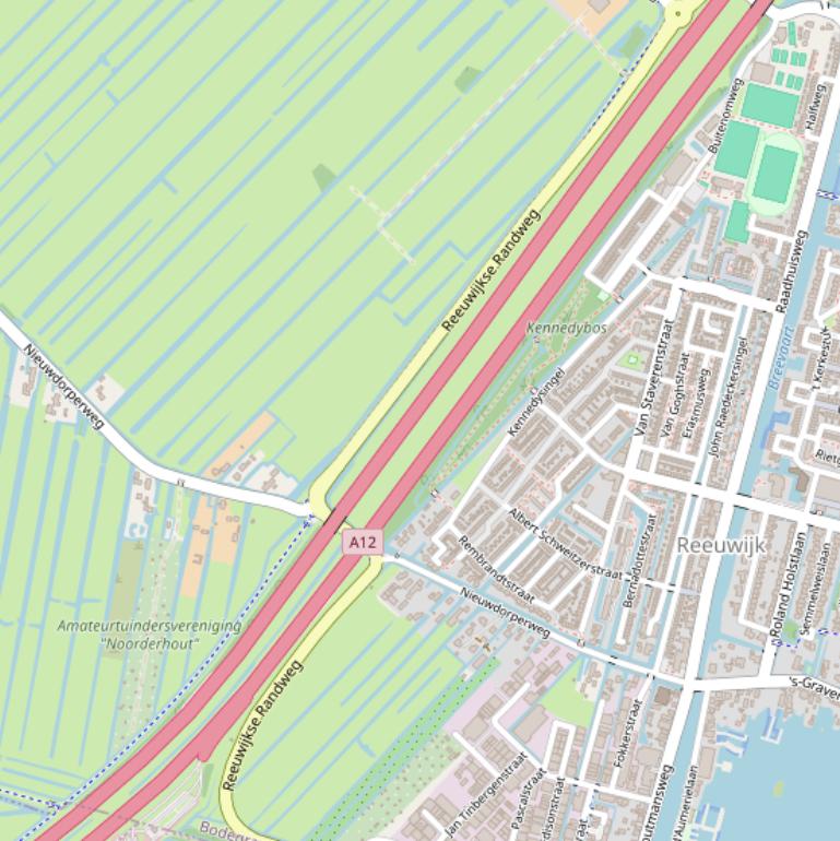 Kaart van  Rijksweg A12.