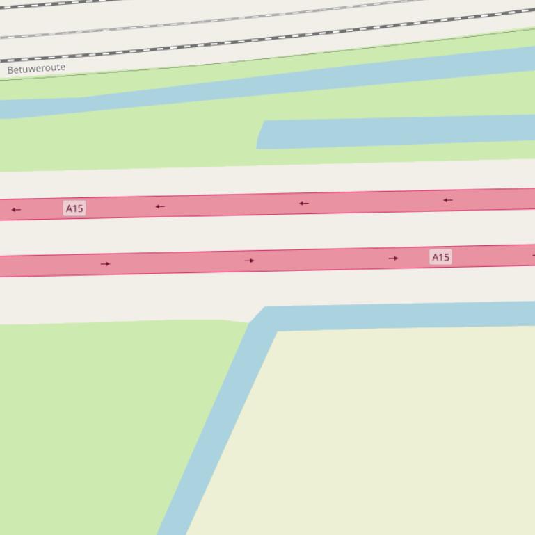 Kaart van  Rijksweg A15.
