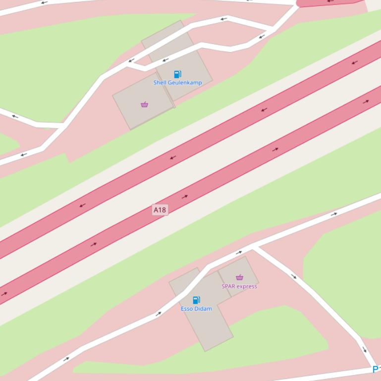 Kaart van  Rijksweg A18.