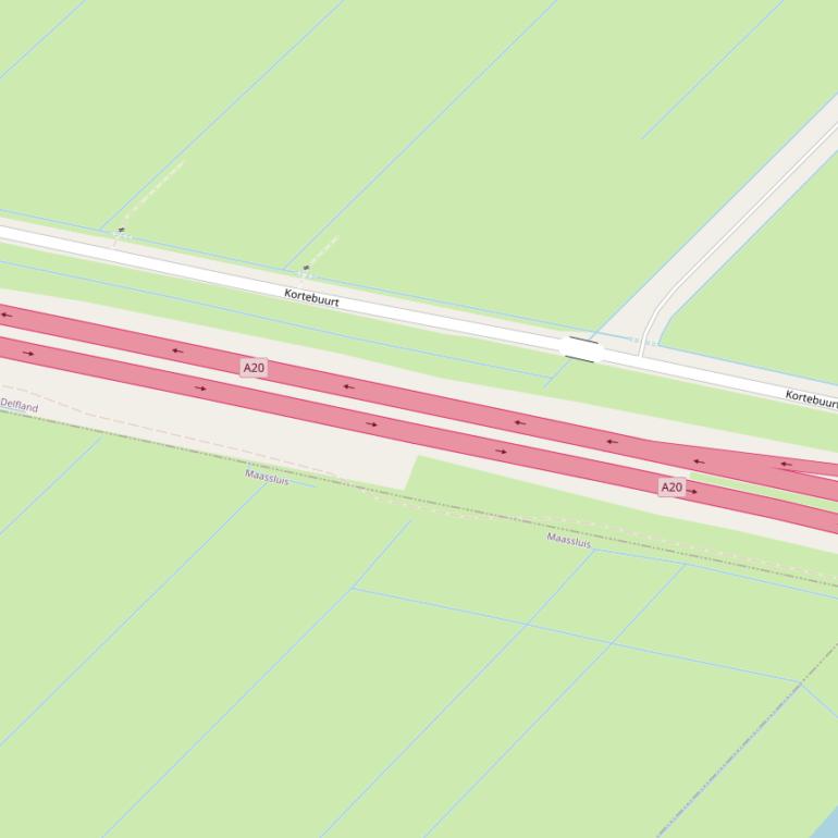 Kaart van  Rijksweg A20.