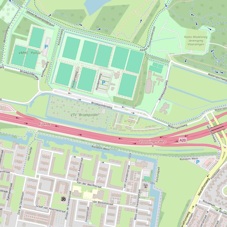 Kaart van  Rijksweg A20.