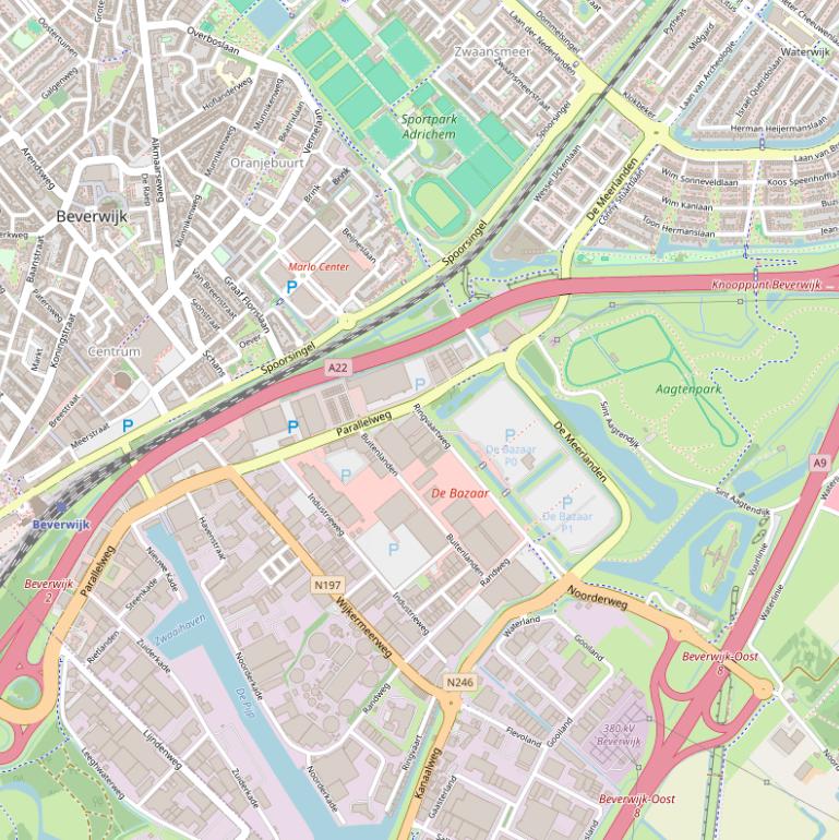 Kaart van  Rijksweg A22.