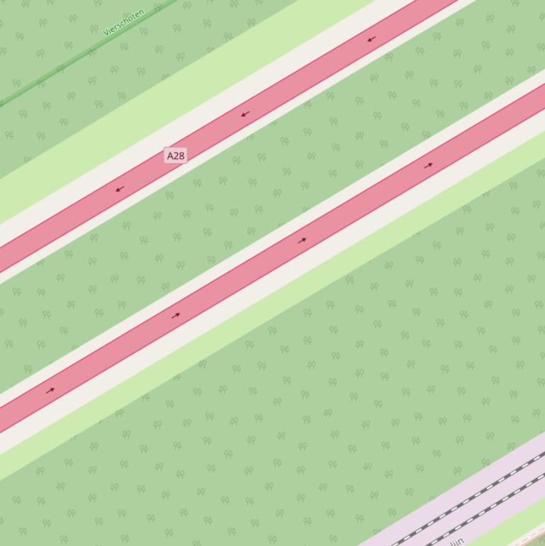 Kaart van  Rijksweg A28.