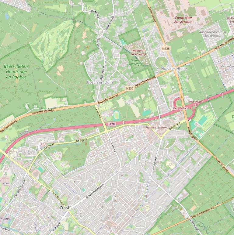 Kaart van  Rijksweg A28.