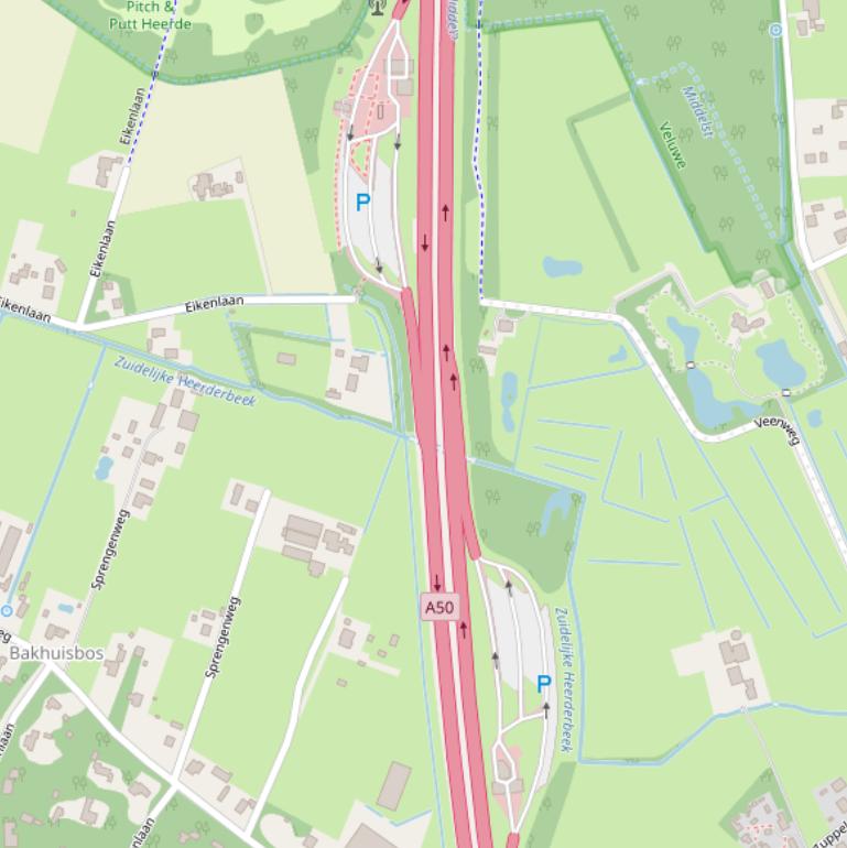 Kaart van  Rijksweg A50.