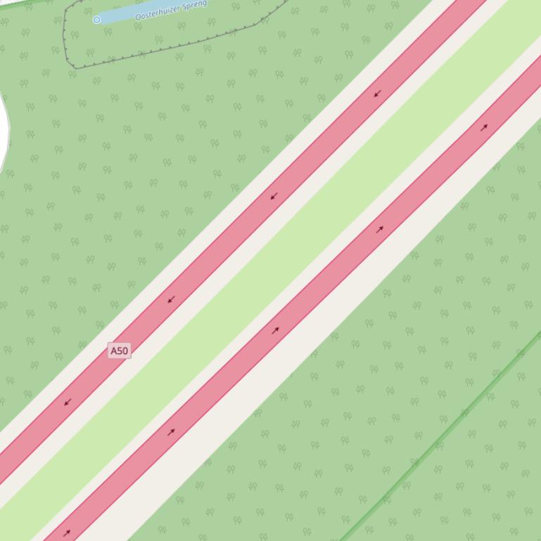 Kaart van  Rijksweg A50.