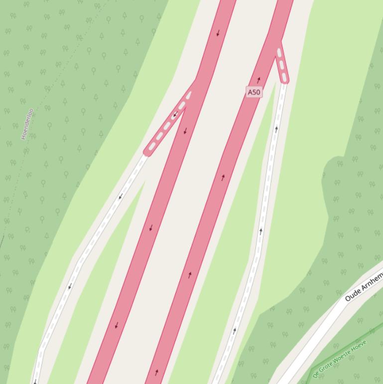Kaart van  Rijksweg A50.