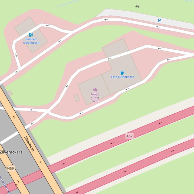 Kaart van  Rijksweg A67/E34.