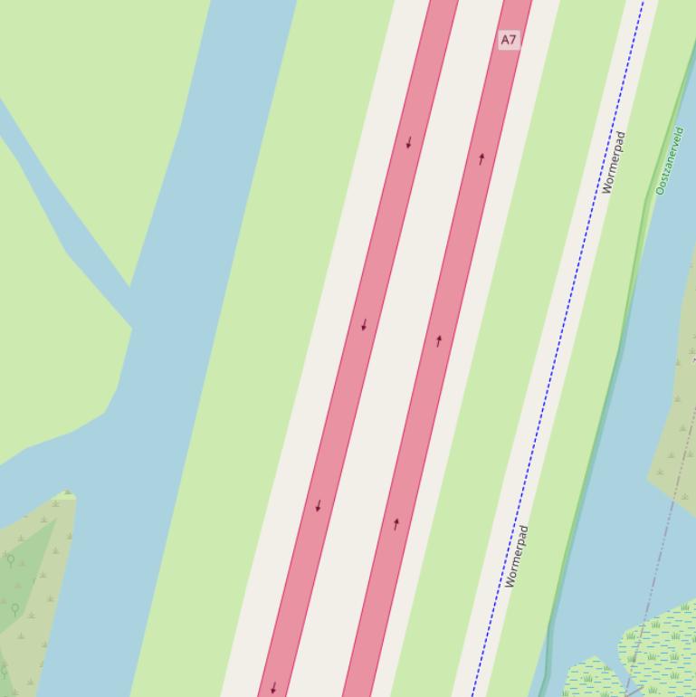 Kaart van  Rijksweg A7.