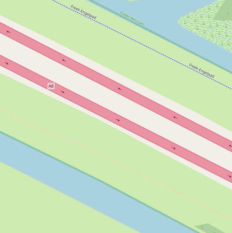 Kaart van  Rijksweg A8.
