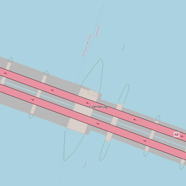 Kaart van  Rijksweg A8.