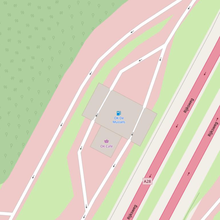 Kaart van de Rijksweg.