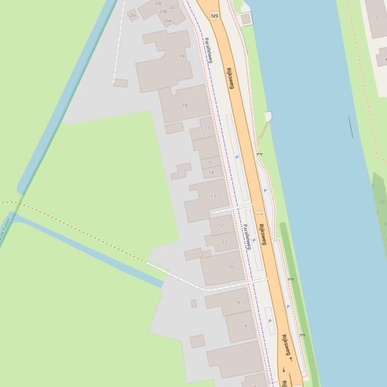 Kaart van de Rijksweg.