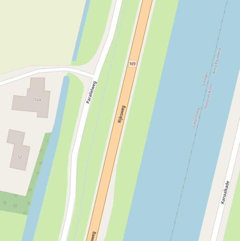 Kaart van de Rijksweg.