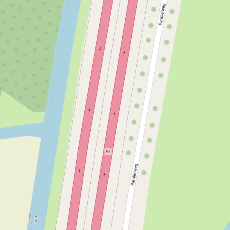 Kaart van de Rijksweg.