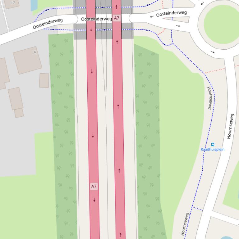 Kaart van de Rijksweg.