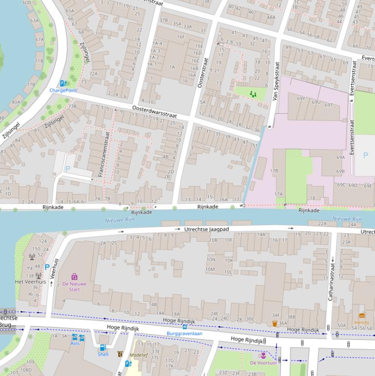 Kaart van de Rijnkade.