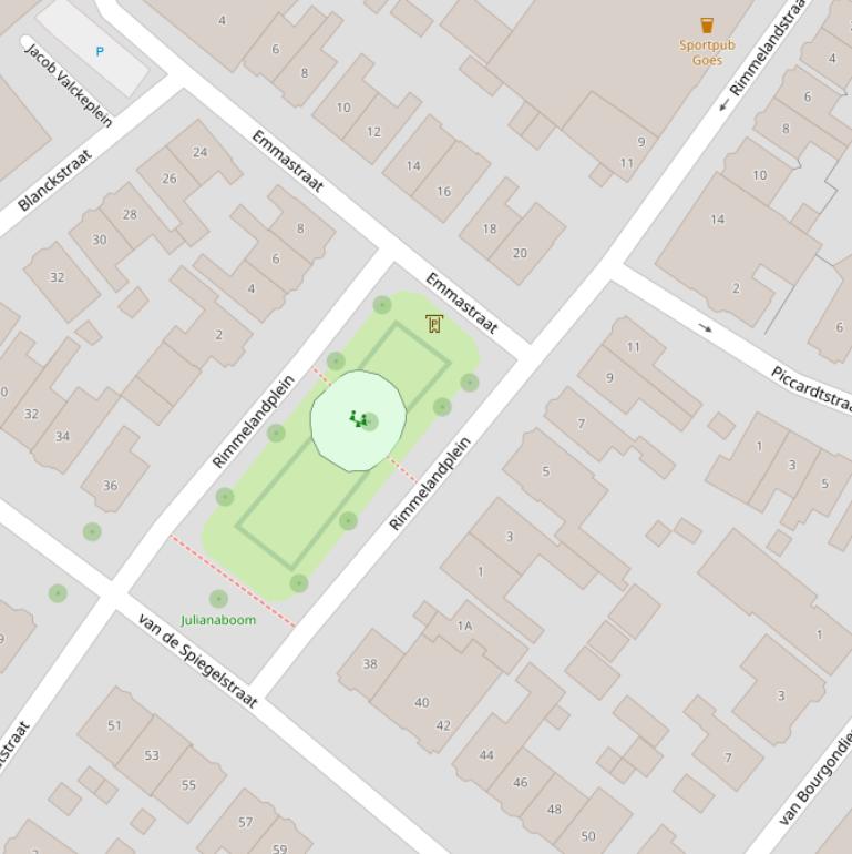 Kaart van het Rimmelandplein.