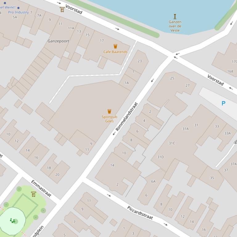 Kaart van de Rimmelandstraat.