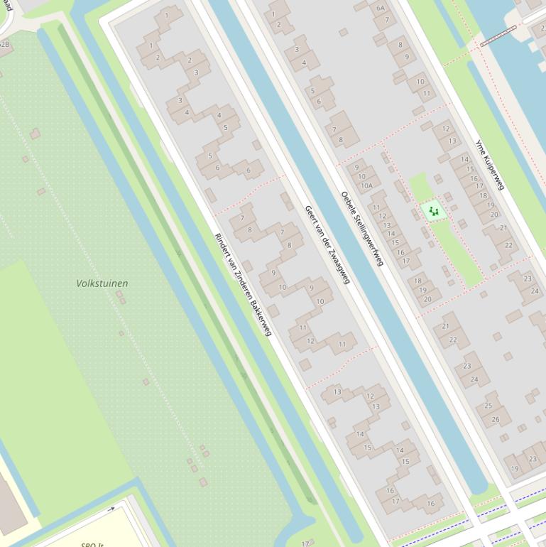 Kaart van  Rindert van Zinderen Bakkerweg.