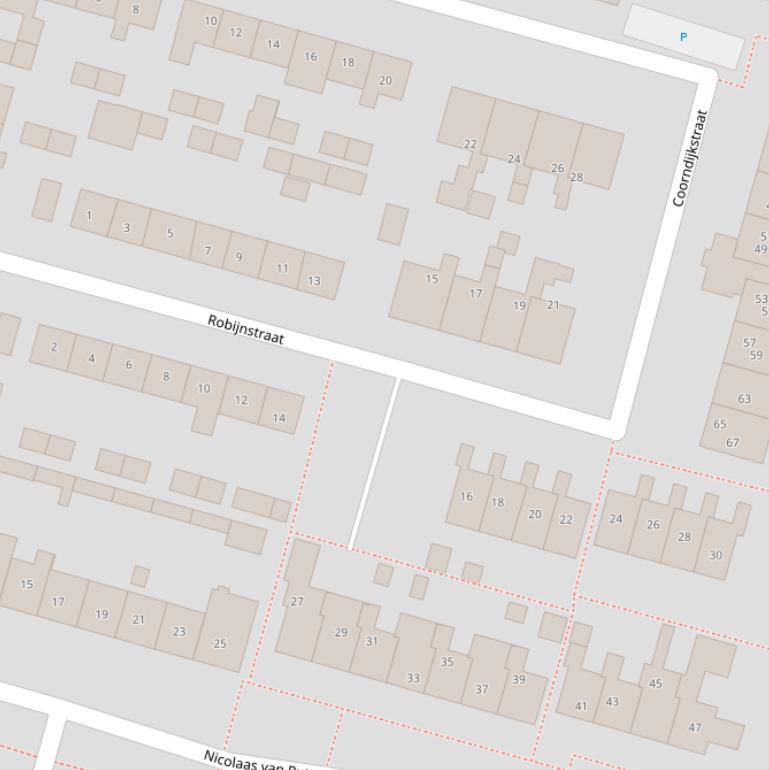 Kaart van de Robijnstraat.