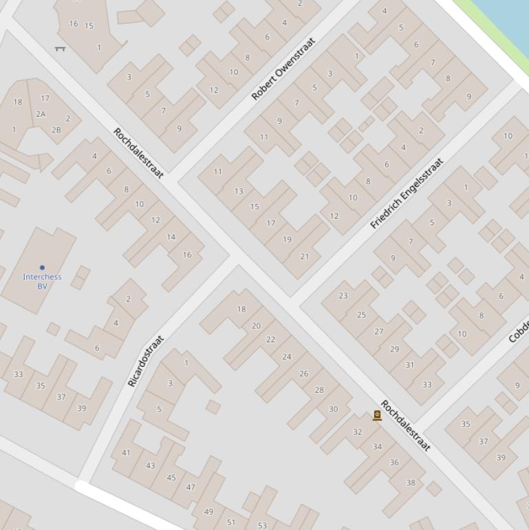 Kaart van de Rochdalestraat.