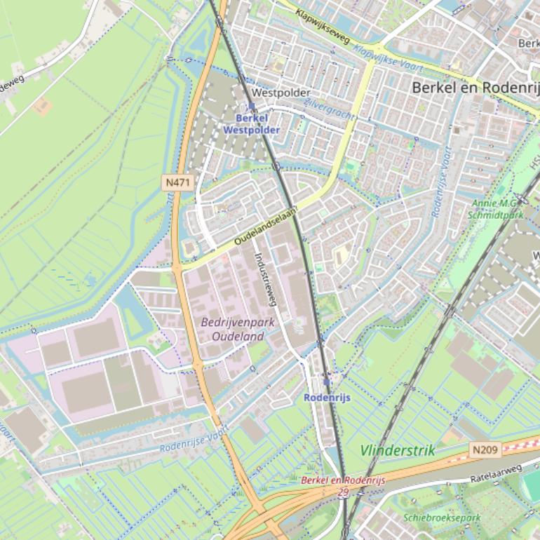 Kaart van de Rodenrijseweg.