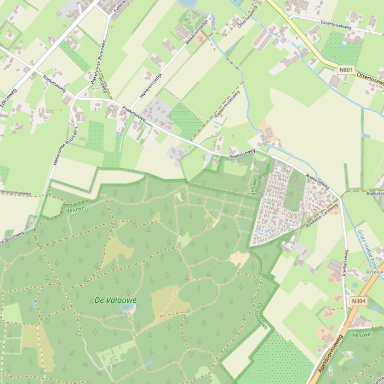 Kaart van de Roekelseweg.