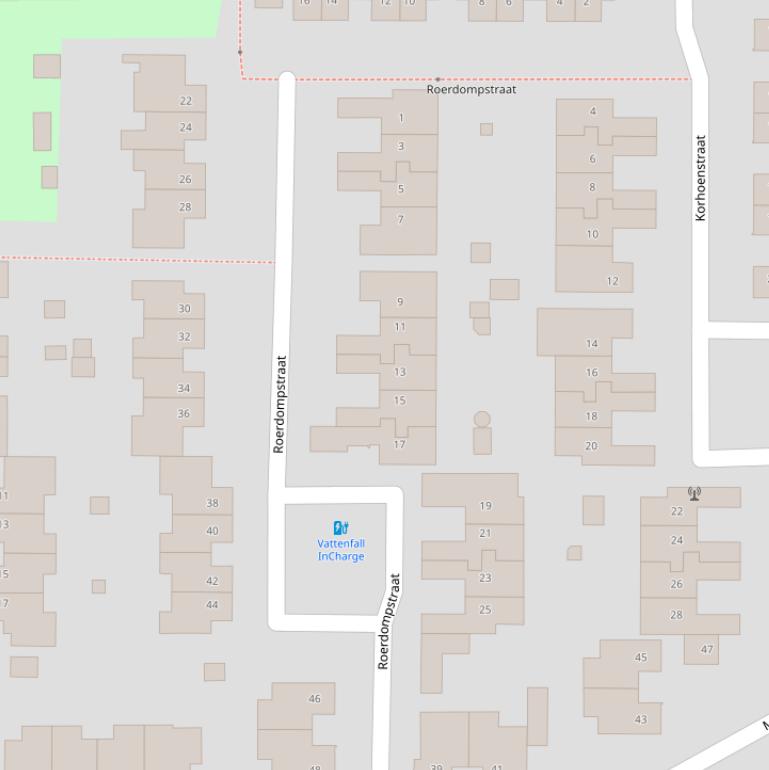 Kaart van de Roerdompstraat.