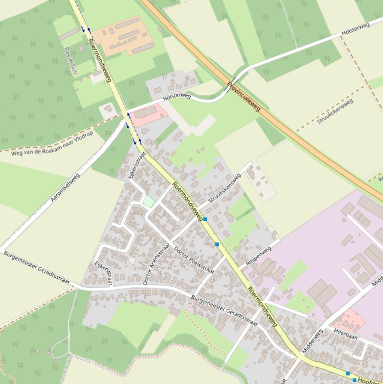 Kaart van de Roermondseweg.