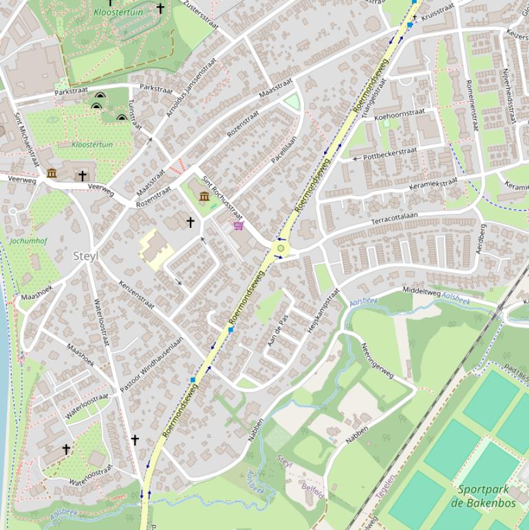 Kaart van de Roermondseweg.