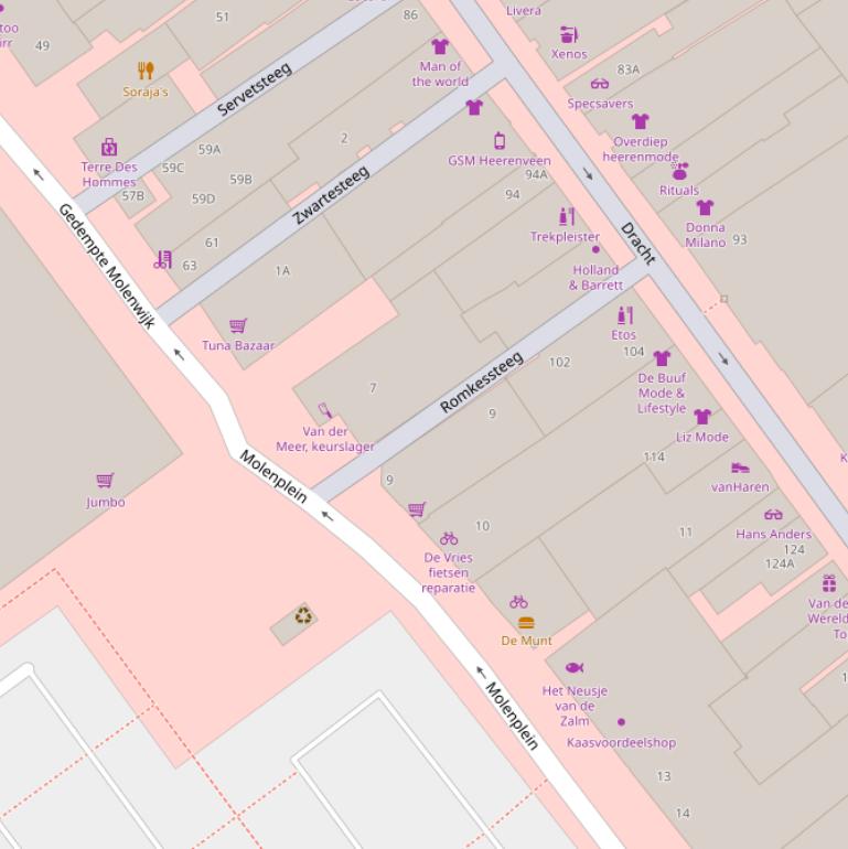 Kaart van de Romkessteeg.