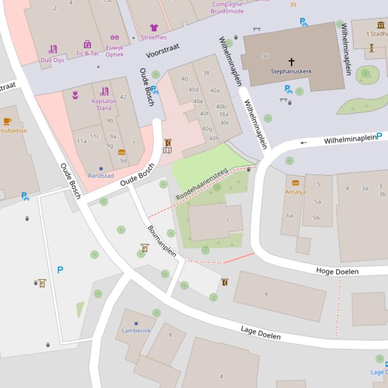 Kaart van de Roodehaanensteeg.