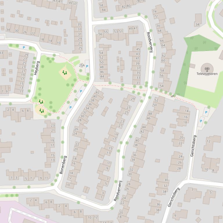 Kaart van  Roodververij.