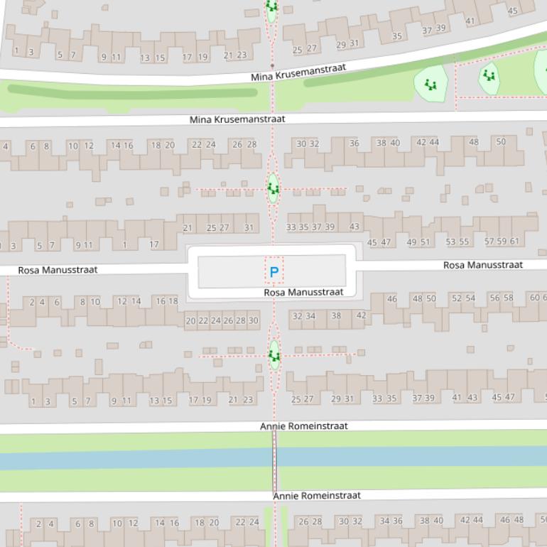 Kaart van de Rosa Manusstraat.