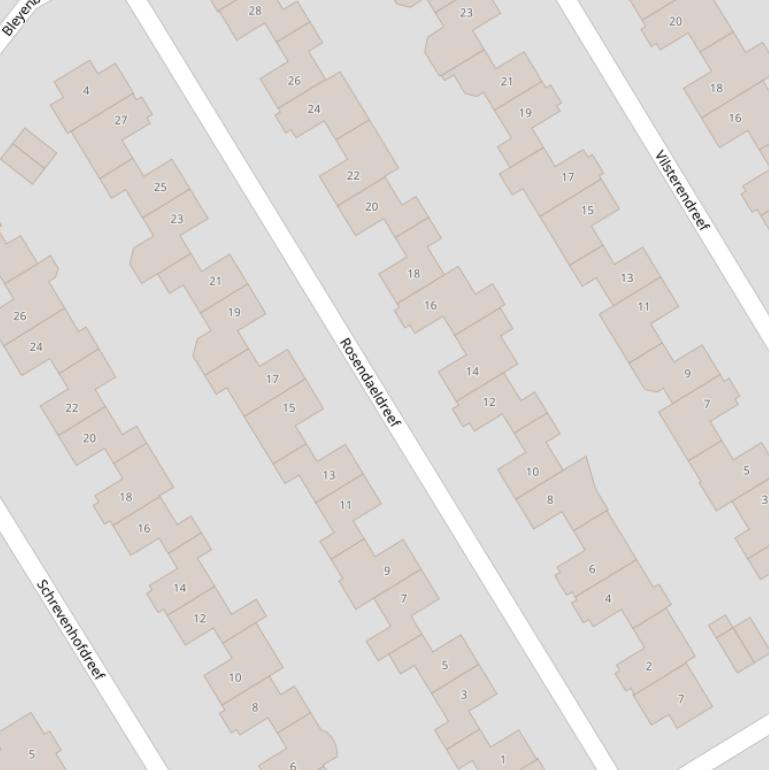 Kaart van de Rosendaeldreef.