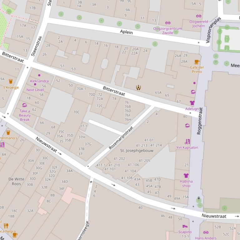 Kaart van de Rozemarijnstraat.