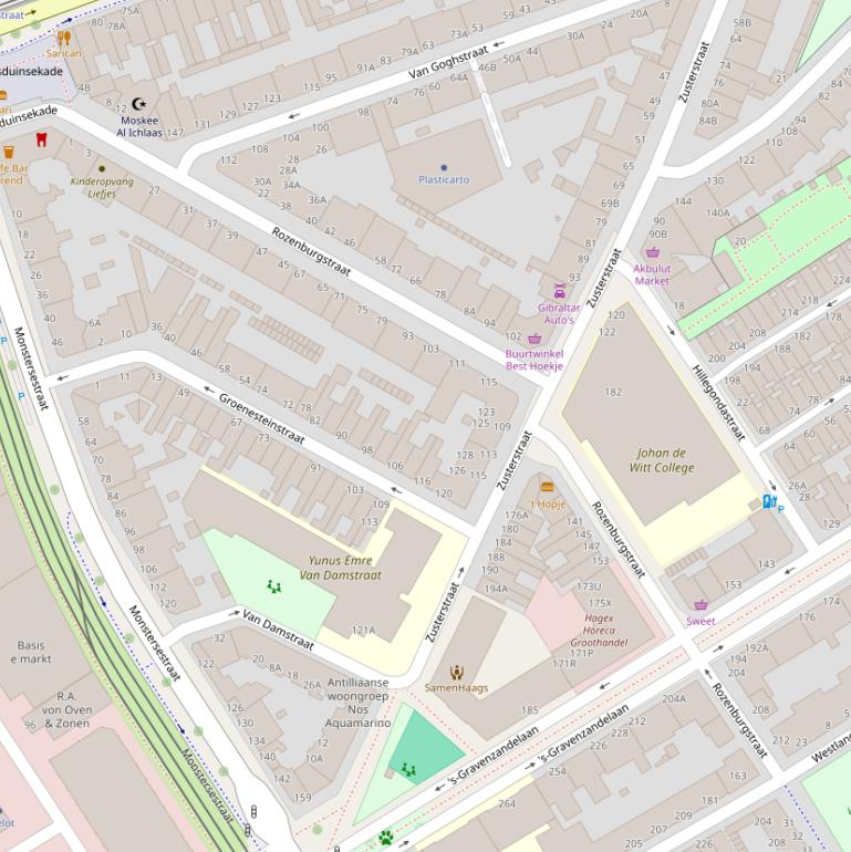 Kaart van de Rozenburgstraat.