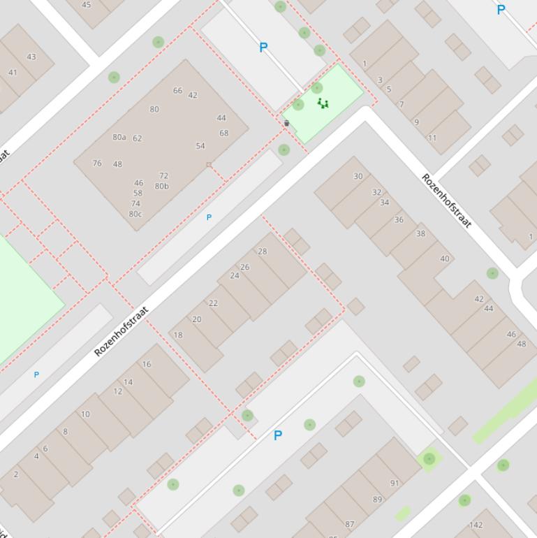 Kaart van de Rozenhofstraat.