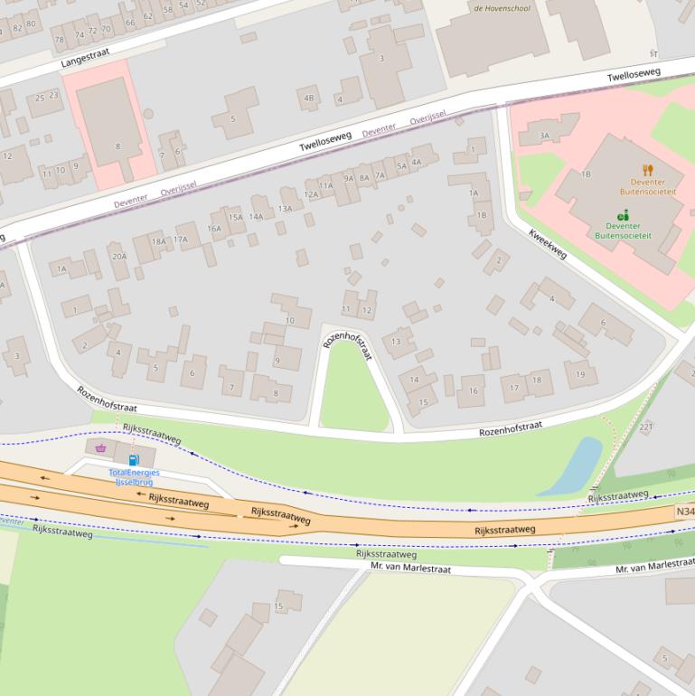 Kaart van de Rozenhofstraat.