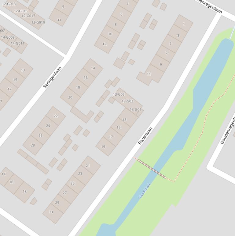 Kaart van de Rozenlaan.